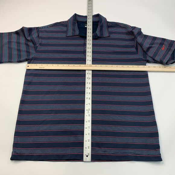 Nike Polo Shirt Mens L Blue Striped Dri Fit UV Performance Stretch Short Sleeve - Picture 5 of 11